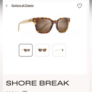 Maui Jim  matte tortoise sunglasses shore break sunglasses with case and cloth